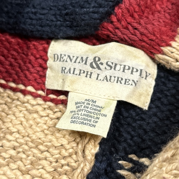 Ralph Lauren Denim & Supply USA Flag Heavyweight Shawl Cardigan Sweater Womens M - Picture 5 of 11